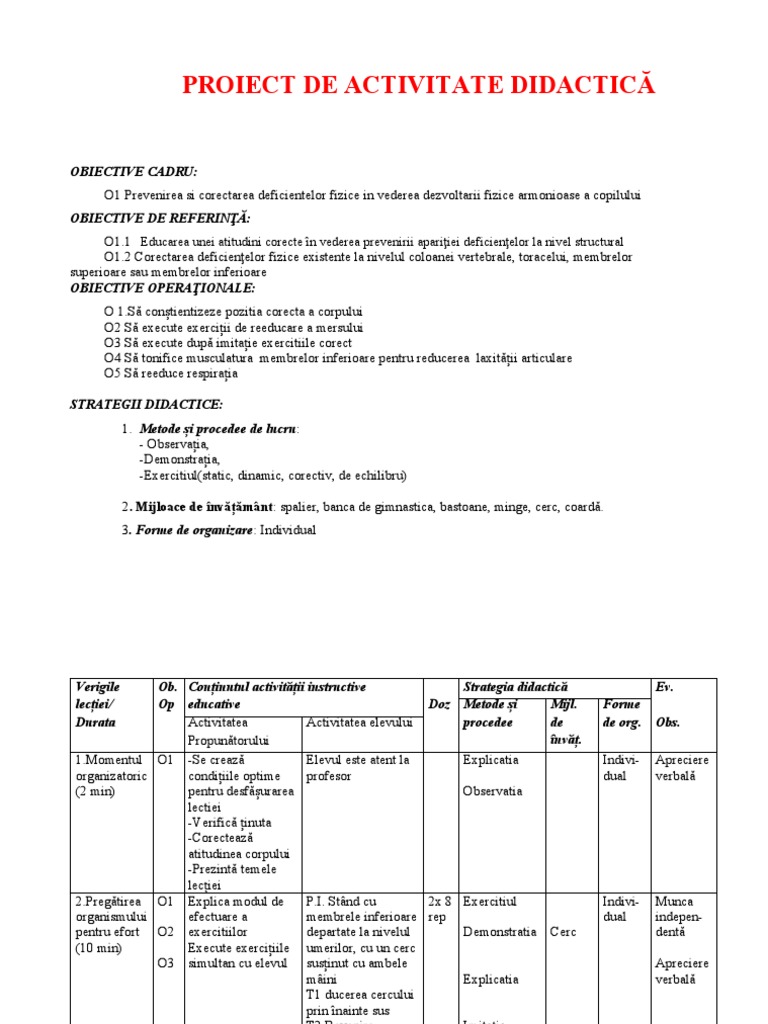 ANA MARIA - Proiect Didactic | PDF
