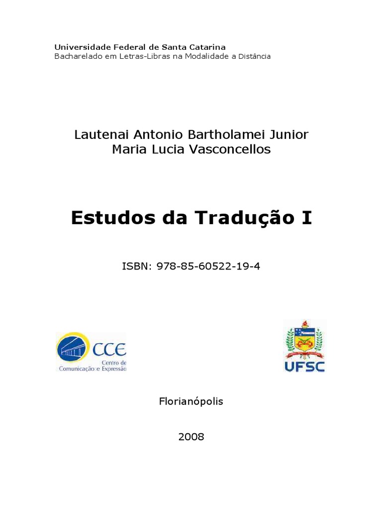 Universidade Federal de Santa Catarina Centro de Comunicação E Expressão -  Cce Pós-Graduação em Estudos Da Tradução, PDF, Traduções
