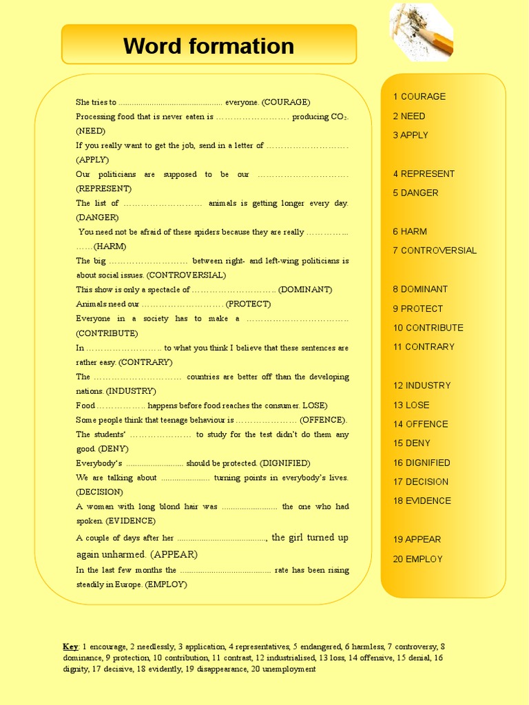 Word Formation Exercises for Vocabulary | PDF | Games & Activities