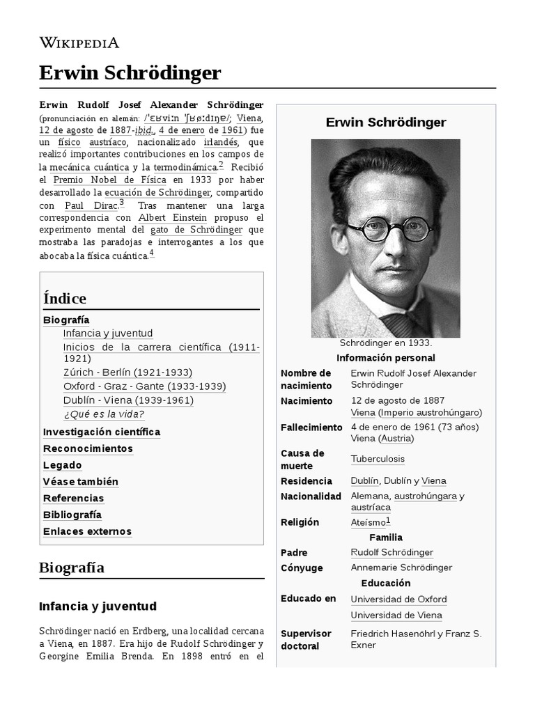 Erwin Schrödinger | PDF | Física - 
