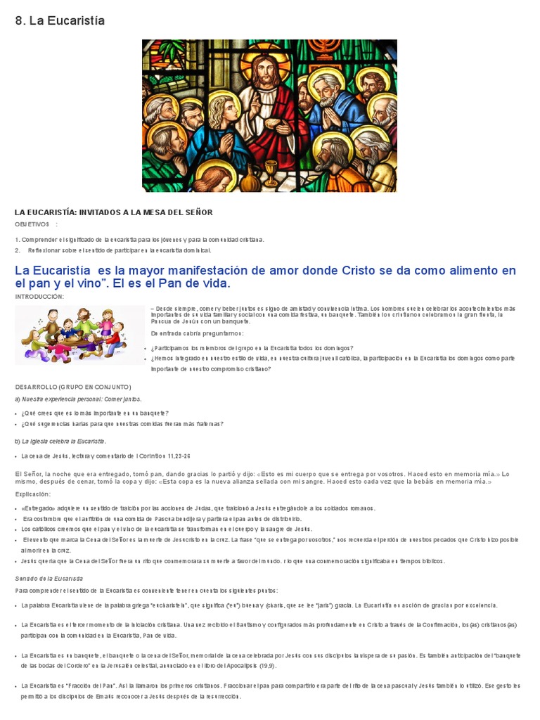 La Eucaristía: Significado y Celebración | PDF | eucaristía | Misa ...