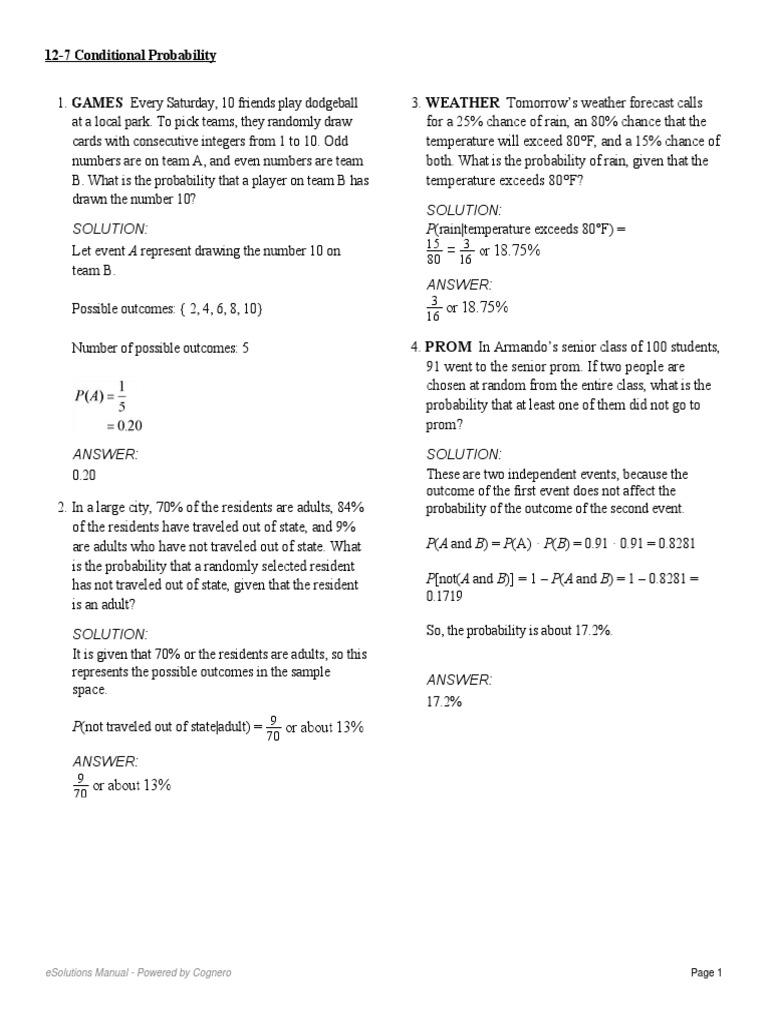 12 7 Conditional Probability | PDF | Probability | Quadratic Equation