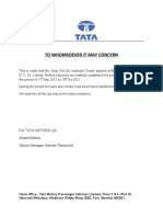 To Whomsoever It May Concern: For Tata Motors Ltd. Anand Mishra Senior Manager (Human Resource)