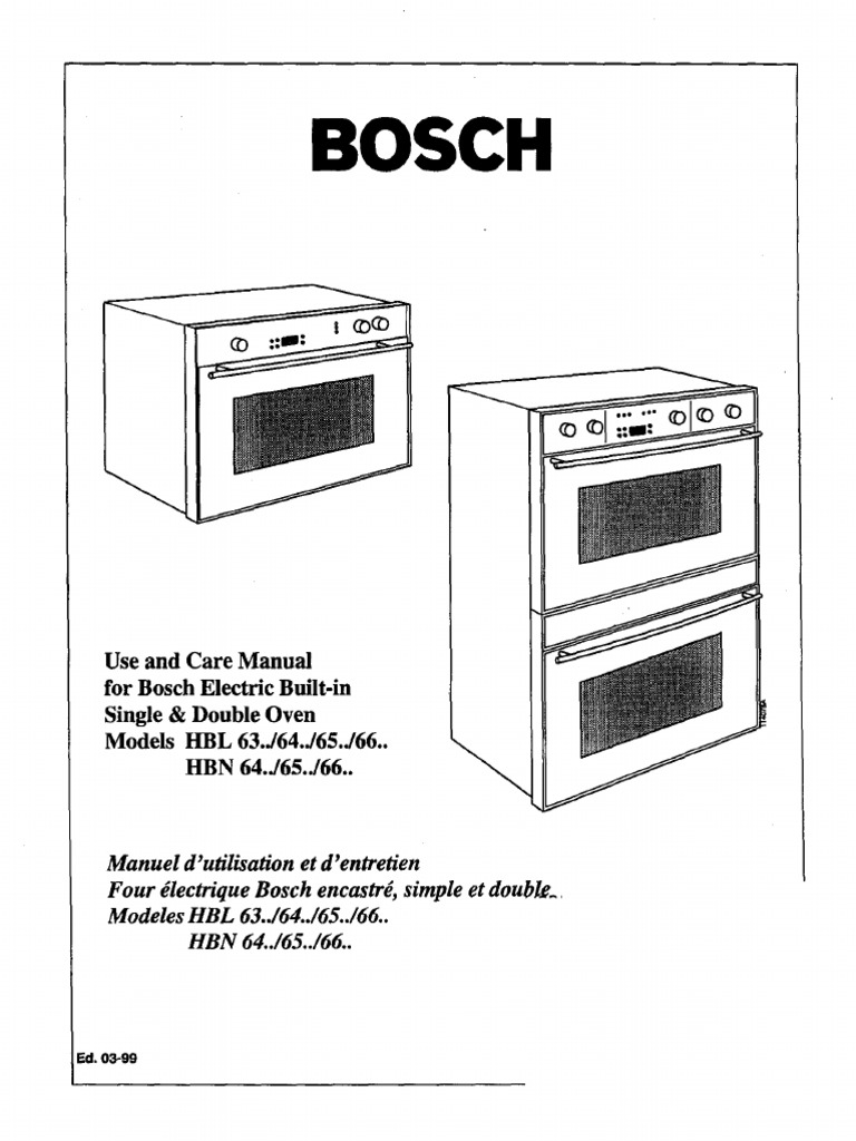 BOSCH Wall Oven HBL 655 A UC Users Manual PDF