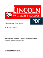 Administrative Theory, MPA: Assignment
