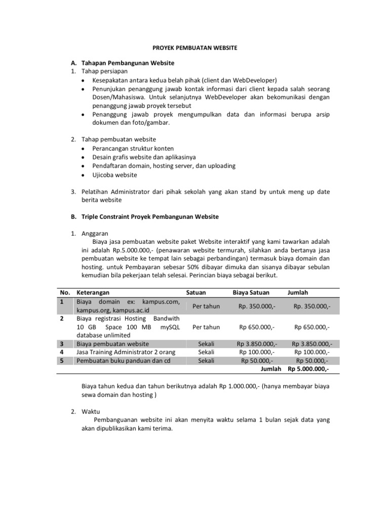 Proposal Proyek Pembuatan Website