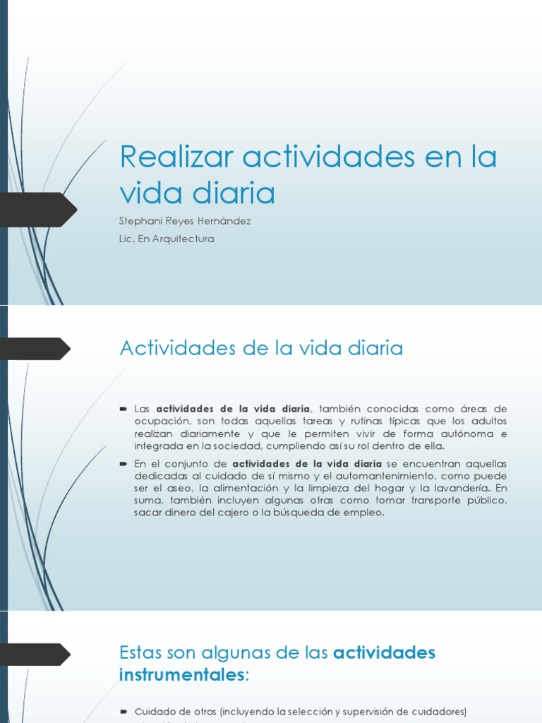 Actividades de la Vida Diaria y Autonomía | PDF | Sociedad | Terapia ...