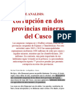 Corrupción minera en Espinar y Chumbivilcas del Cusco