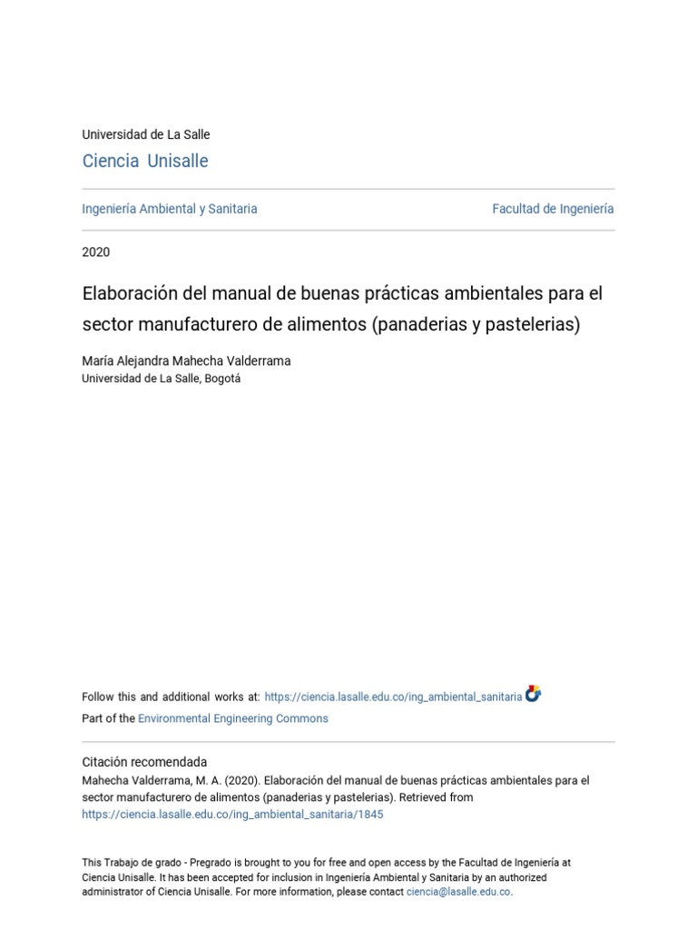 Elaboración Del Manual de Buenas Prácticas Ambientales para El Se | PDF ...