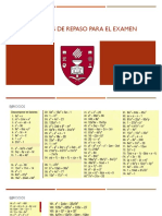 EJERCICIOS DE REPASO PARA EL EXAMEN 3 Factorización