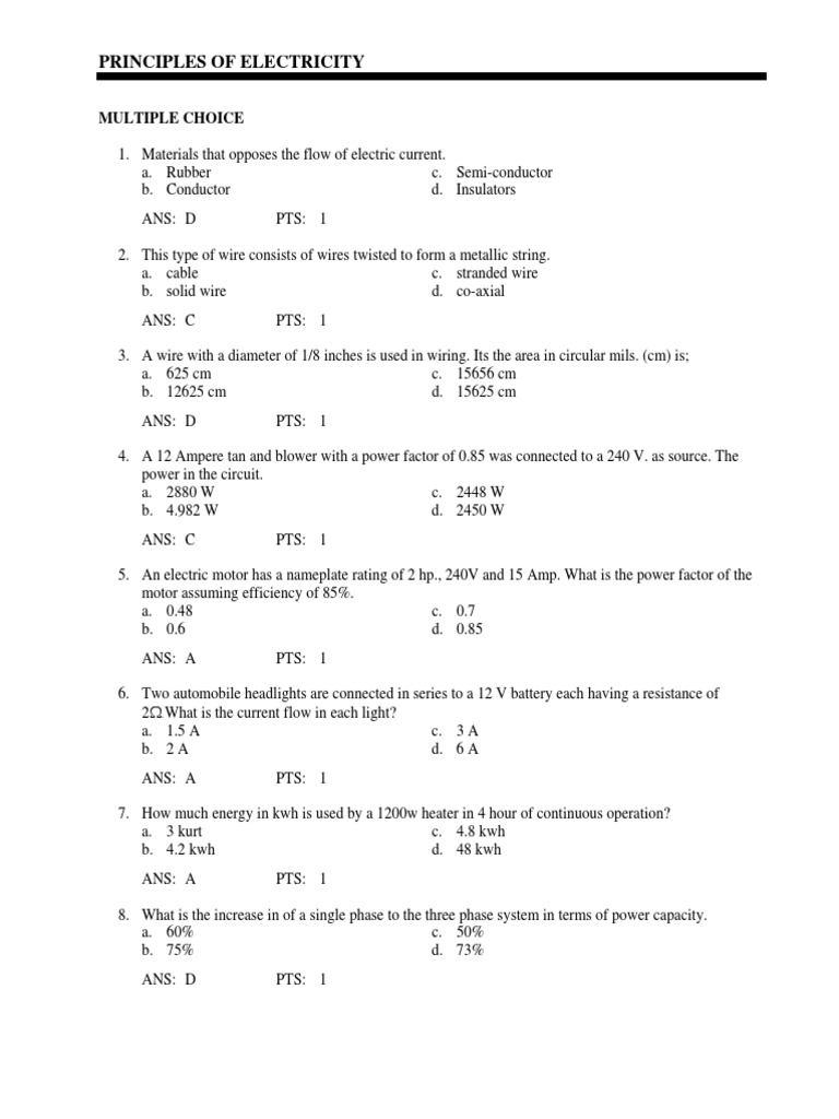 Electricity Principles and Load Types | PDF | Resistor | Electrical ...