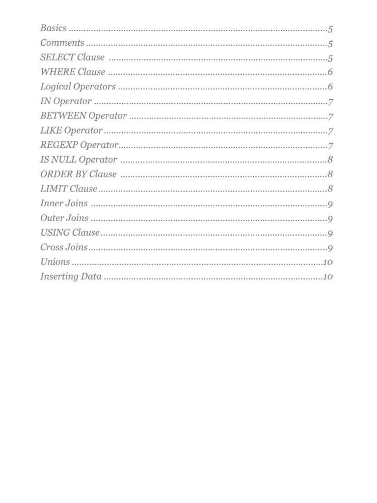 MySQL Cheat Sheet | PDF