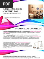 Legal Issues in Counseling:: The Philippine Context