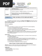 Lesson 1: The Legislative Department: Philippine Politics and Governance