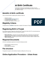 Birth Certificate Punjab
