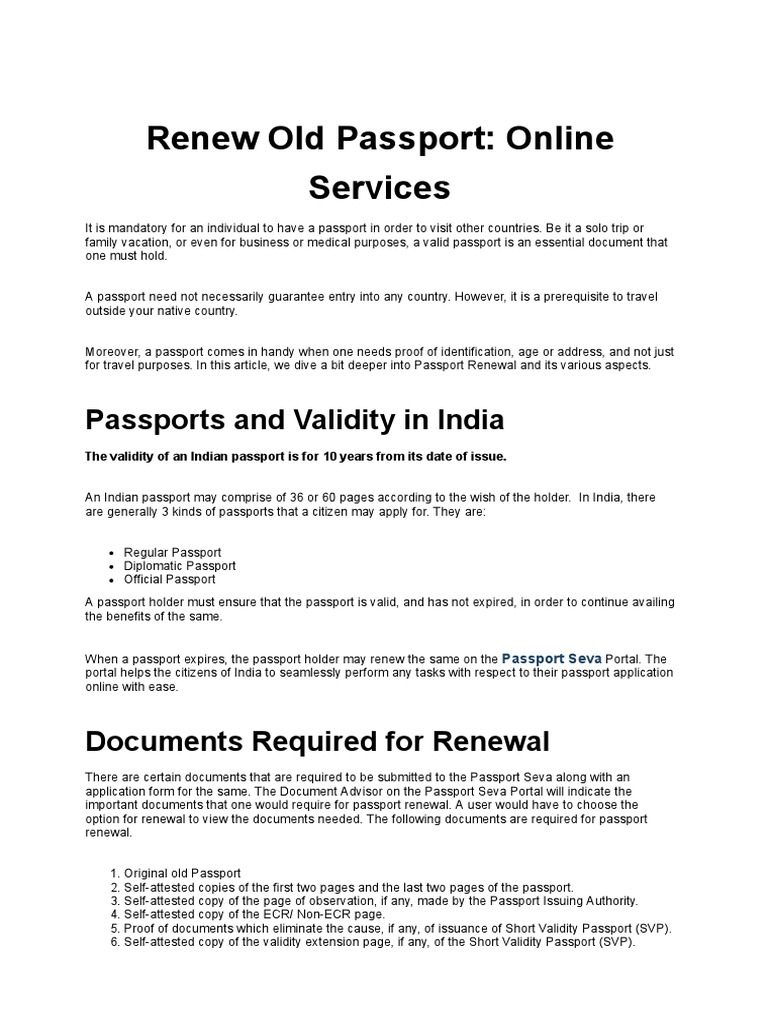 Passport Renewal Process Online PDF Passport Identity Document