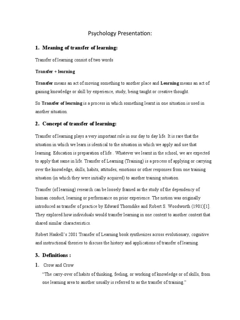 WHAT IS TRANSFER OF TRAINING IN EDUCATIONAL PSYCHOLOGY visual data 2