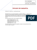 CERTIFICADO DE GARANTIA Puertas y Ventanas