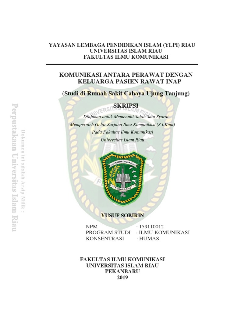 Skripsi komunikasi perawat dengan keluarga pasien terkunci edit pdf