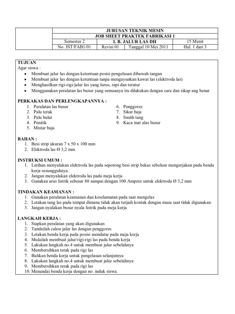Job Sheet Lb Pdf