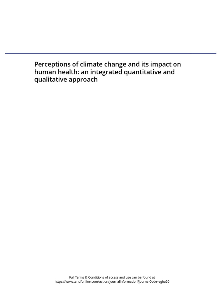 Perceptions of Climate Change and Its Impact On Human Health An ...