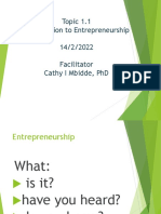 Topic 1.1 Introduction To Entrepreneurship