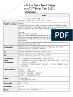 HKFYG Lee Shau Kee College Scope of 2 Term Test 2122 S.4A-D (DSE Curriculum)