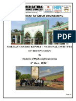 Department of Mech Engineering: One Day Course Report - National Institute of Technology