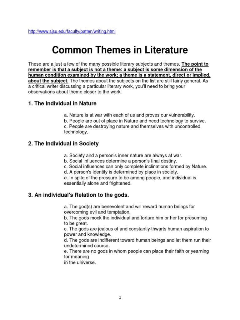 Common Themes in Literature PDF