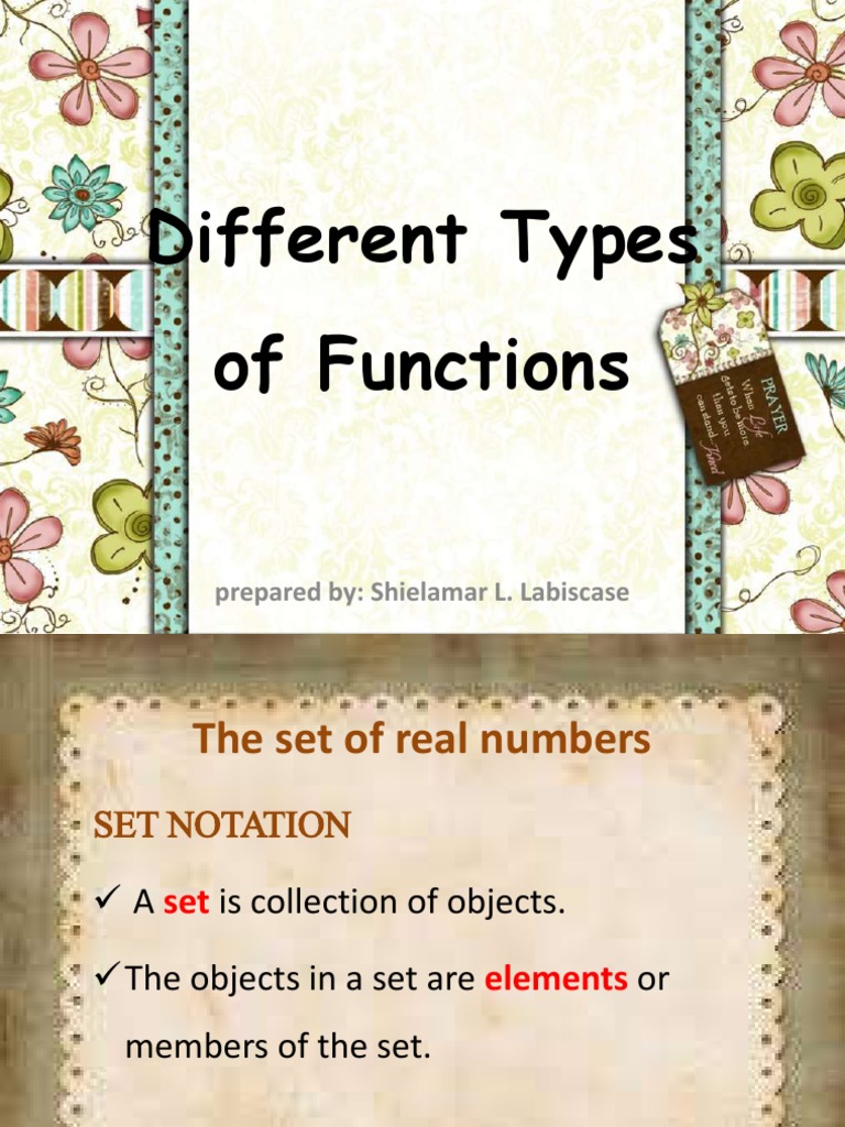 Different Types of Functions | PDF | Function (Mathematics) | Set ...