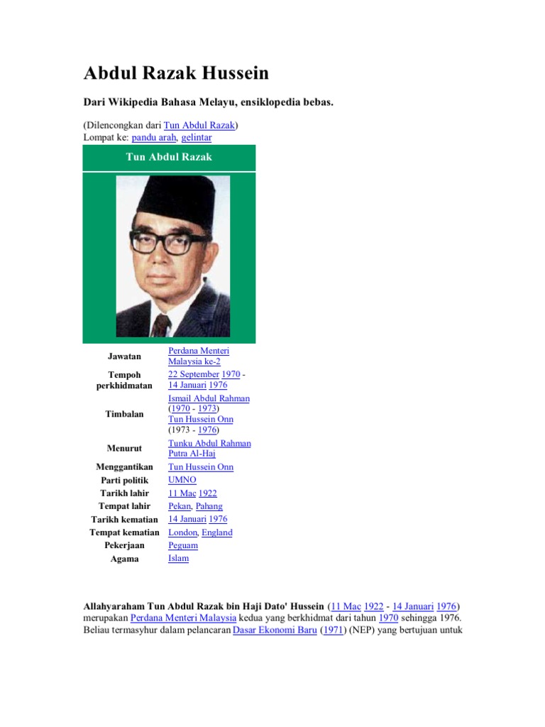 Abdul Razak Hussein Pdf