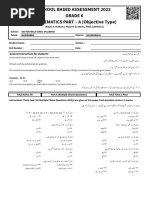 School Based Assessment 2022 Grade 6 MATHEMATICS PART - A (Objective Type)