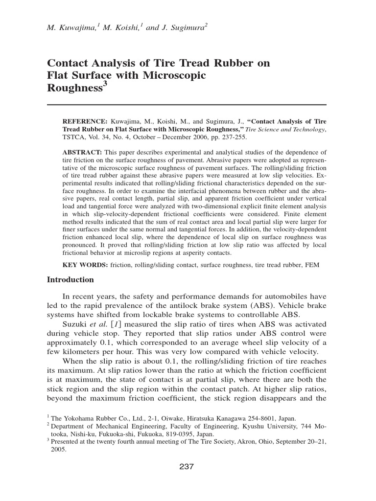 Analysis of the Effects of Microscopic Road Surface Roughness on the ...