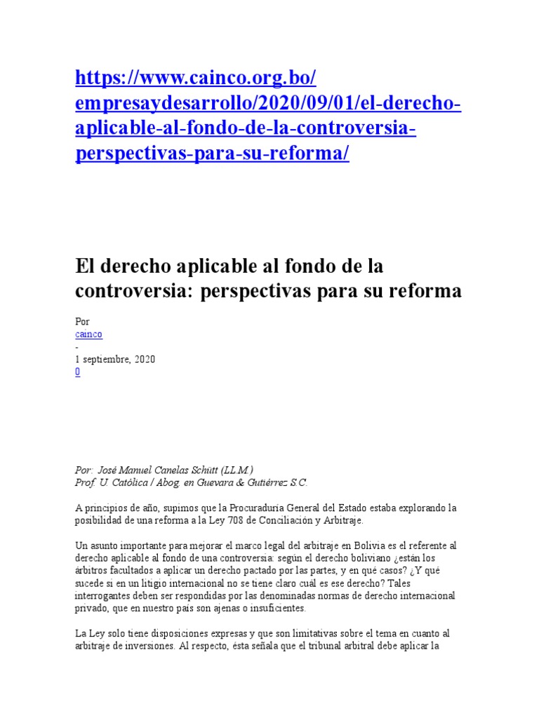 Arbitraje En Bolivia Pdf Arbitraje Crimen Y Violencia
