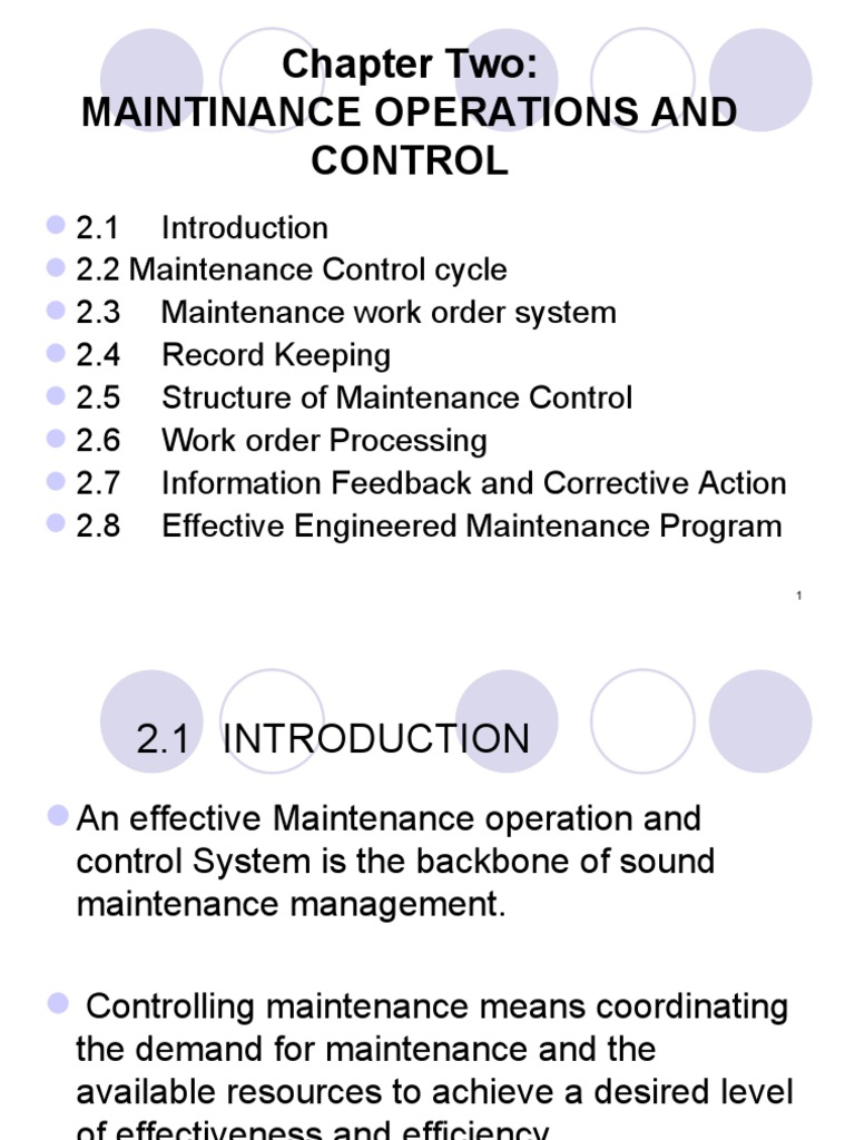 Maintenance Operations Control Overview | PDF | Reliability Engineering ...
