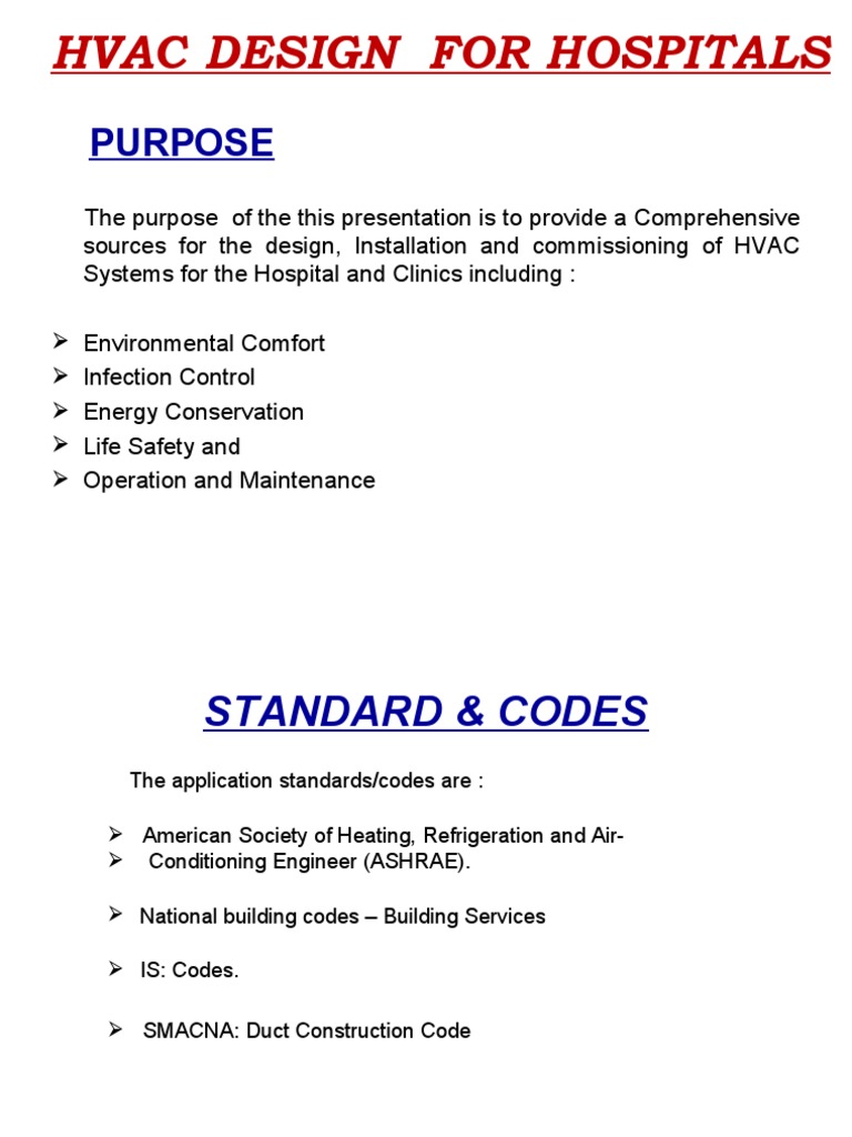Hvac Design For Hospitals Purpose PDF Building Technology