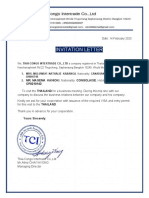 Invitation Letter: MR. MAGEMA KANIOKI, Nationality: CONGOLAISE, Holder of Passport No. OP