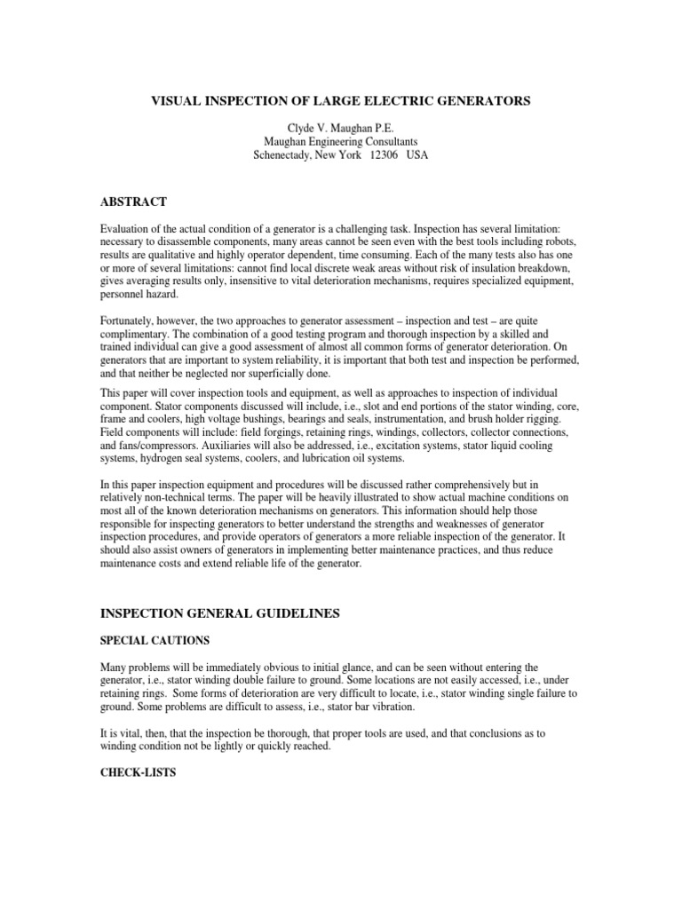 Generator Inspection Techniques | PDF | Bearing (Mechanical) | Leak
