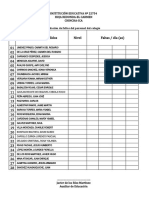 Cuadro de Control de Faltas, Tardanzas Del Colegio 2022