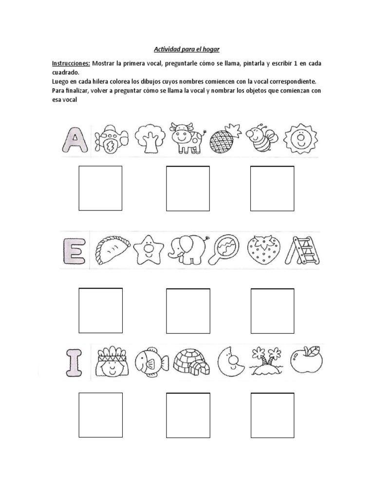 Actividad de vocales para niños | PDF | Artes del Lenguaje y ...