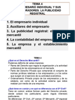 Tema 4. El Empresario Individual y Sus Colaboradores. La Publicidad Registral.