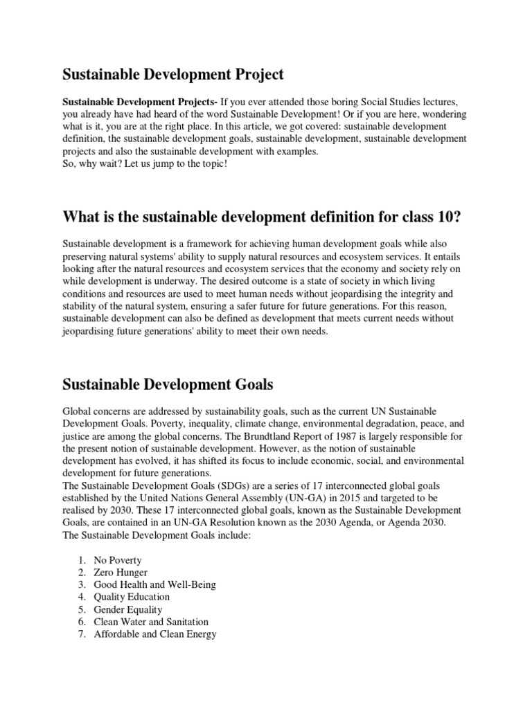 Sustainable Development Overview for Class 10 | PDF | Sustainability ...