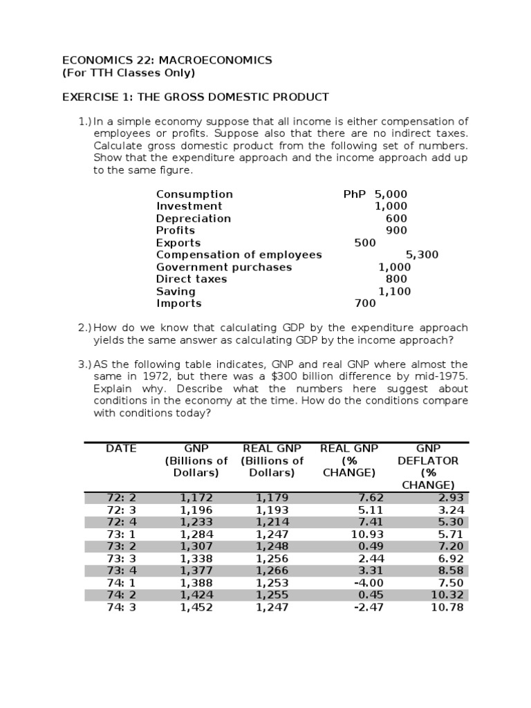 GDP Calculation Exercises and Analysis | PDF | Gross Domestic Product ...