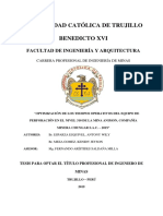 Tesis Optimizacion de Los Tiempos Operativos Del Equipo de Perforacion en El NV 310 de La Mina Animon CIA Minera Chungar