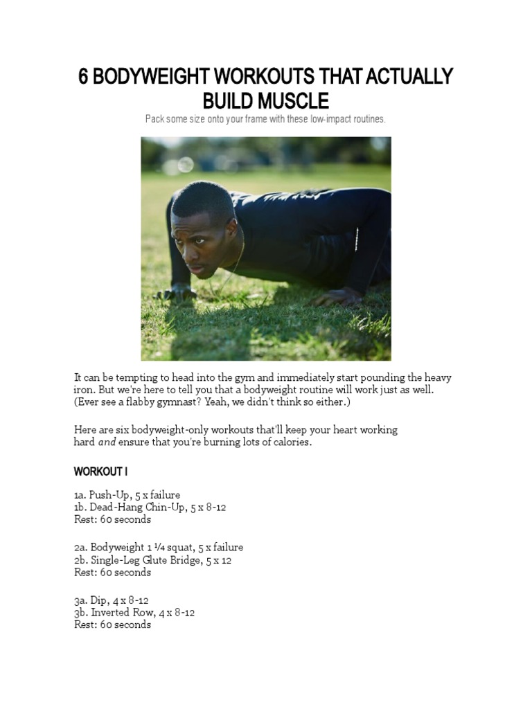 6 Bodyweight Workouts That Actually Build Muscle PDF Anatomical Terms Of Motion Physical Fitness