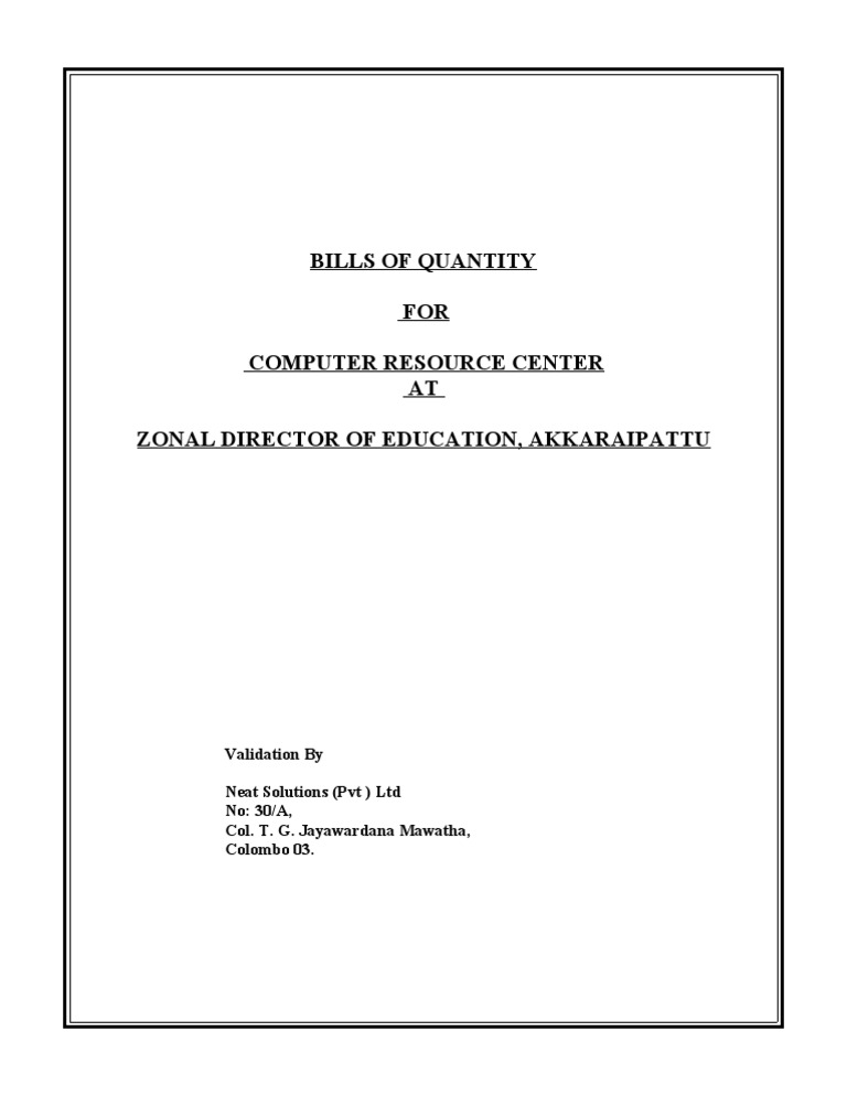 Bills of Quantity for Computer Center | PDF