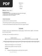 Worksheet 1 INTEGERS