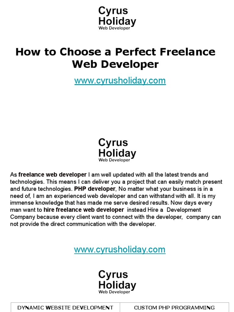 How To Choose A Perfect Freelance Web Developer | PDF | Computers