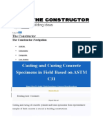 Casting and Curing Concrete Specimens in Field Based On ASTM C31