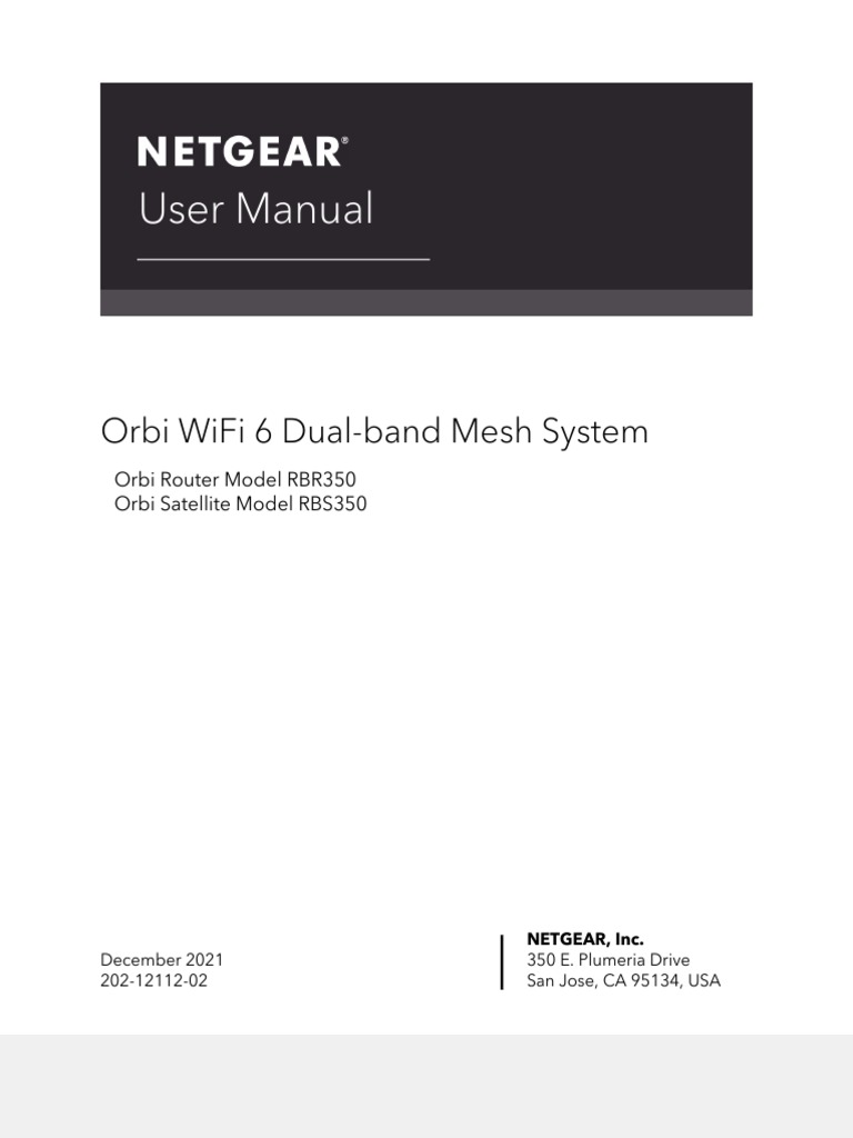User Manual Orbi Wifi 6 DualBand Mesh System Download Free PDF Ip